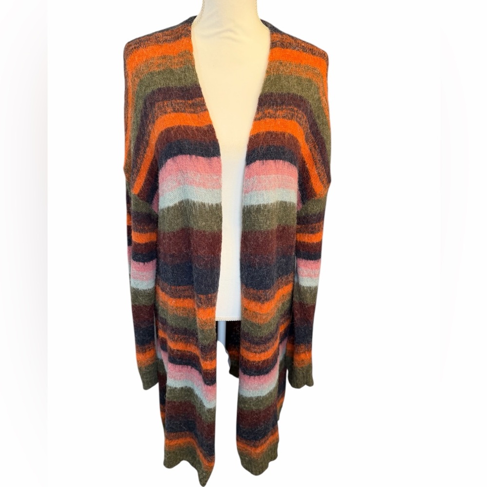 Adyson Parker Long Striped Cardigan Wool Alpaca Blend Colorful Sz XL Cozy Artsy